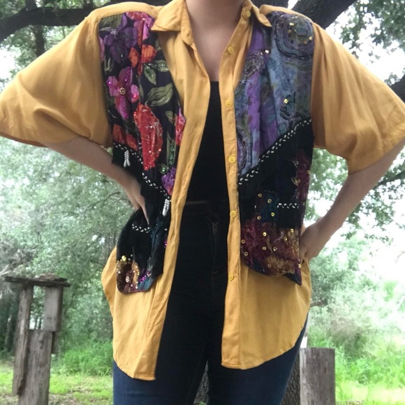 Vintage mustard shirt with vest - Picture 2 of 4